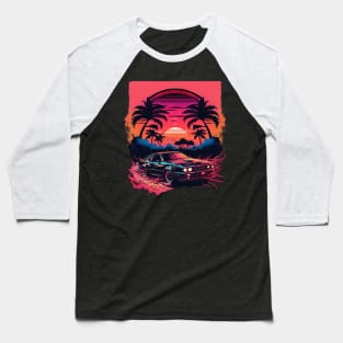 Retro Car in Synthwave Style Baseball T-Shirt